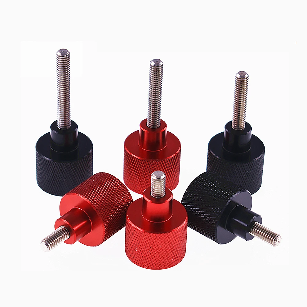 

UNC 1I4-20 Aluminium Alloy+Stainless Steel Knurled Thumb Screw Red/ Black Hand Grip Knob Step Screw Bolts Length 6 - 60mm
