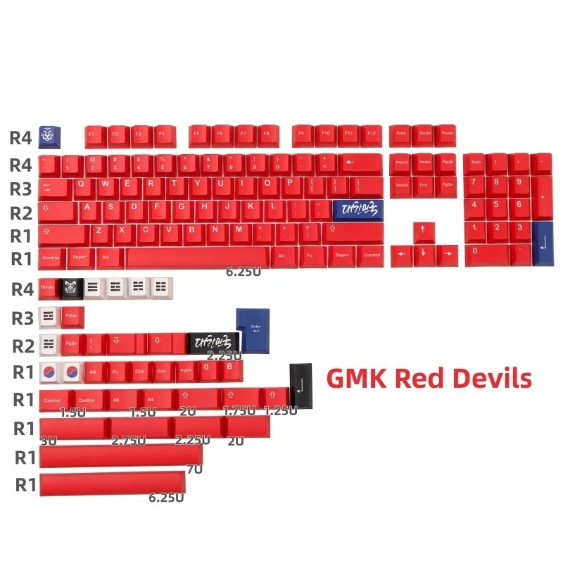 

140 Keys/set GMK Red Devils Keycaps PBT Dye Subbed Key Caps Cherry Profile Keycap For Keychron 65% 75% Anne GH60 GK64 Poke