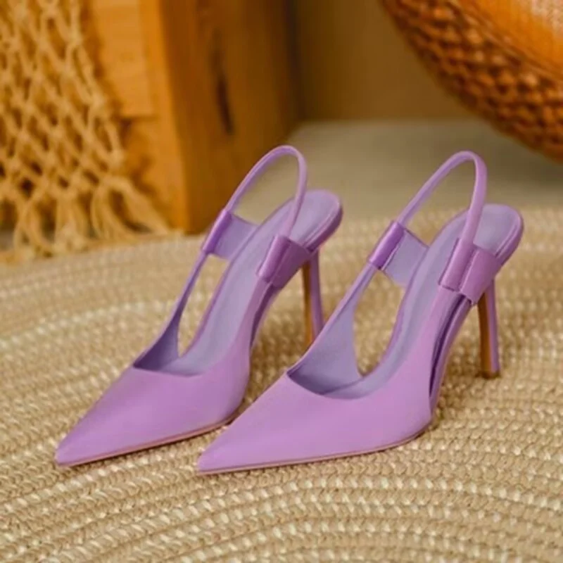 

2022 Spring New Brand Women Slingback Sandals Pointed Toe Slip On Thin High Heel Ladies Elegant Pumps Shoes Drss Sandals