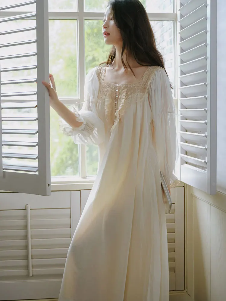 

Nightgown Women Romantic Lace Dress Vintage Princess Dress Sleepwear
