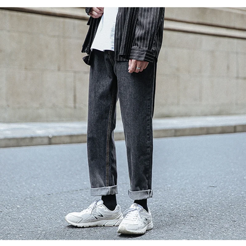 Men's Wear 2022 Autumn New Straight Loose Cylinder Jeans Vintage Versatile Comfortable Black Grey Broad Leg Harun Trousers Women