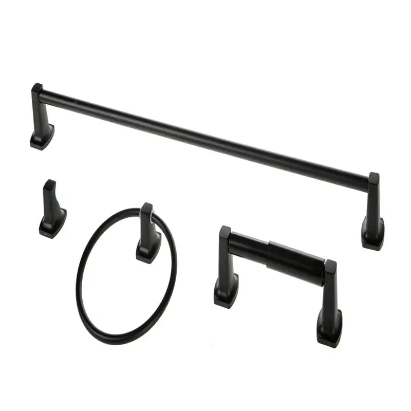 

Style 4 Piece Towel Holder Bath Hardware Set, Matte Black Finish
