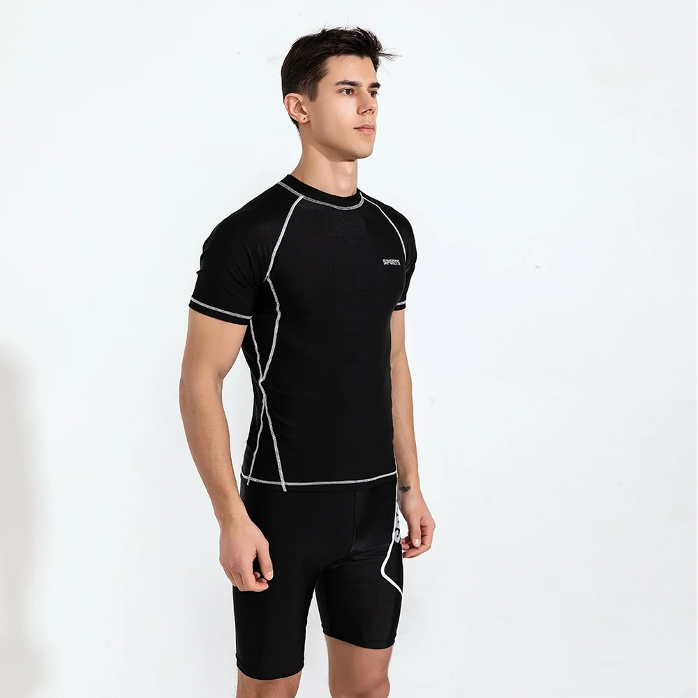 New Men's Quick Dry Short Sleeve Rash Guard Swimsuit Tops Swimming Suit UPF 50+ Beach Rash Guard Diving Surfing Shirt For 2023