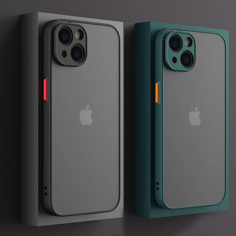 

Shockproof Armor Matte Case For iPhone 13 12 11 Pro Max XR XS X 7 8 Plus SE 2 Mini Luxury Silicone Bumper Transparent Hard Cover