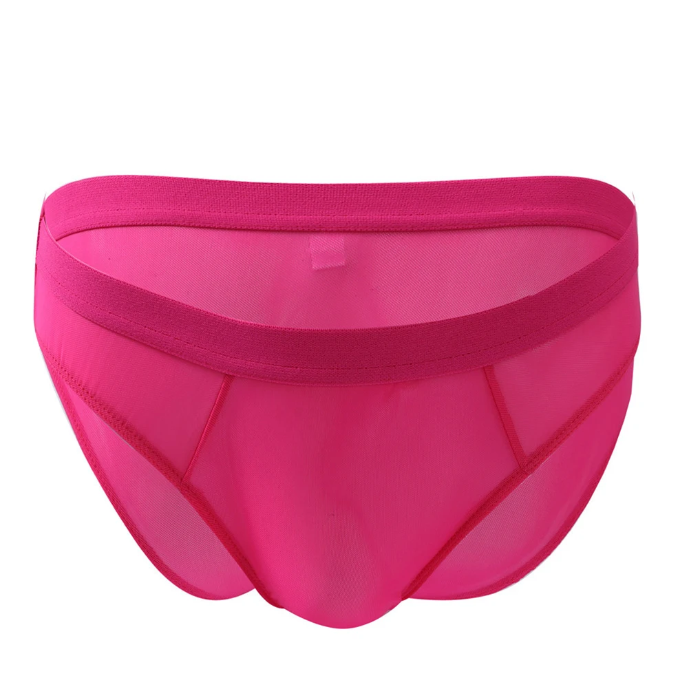 

Mens Pink Underwear See-Through Convex Pouch Underpants Briefs Low Rise Sexy Breathable Smooth Underpants Mens Swim Briefs