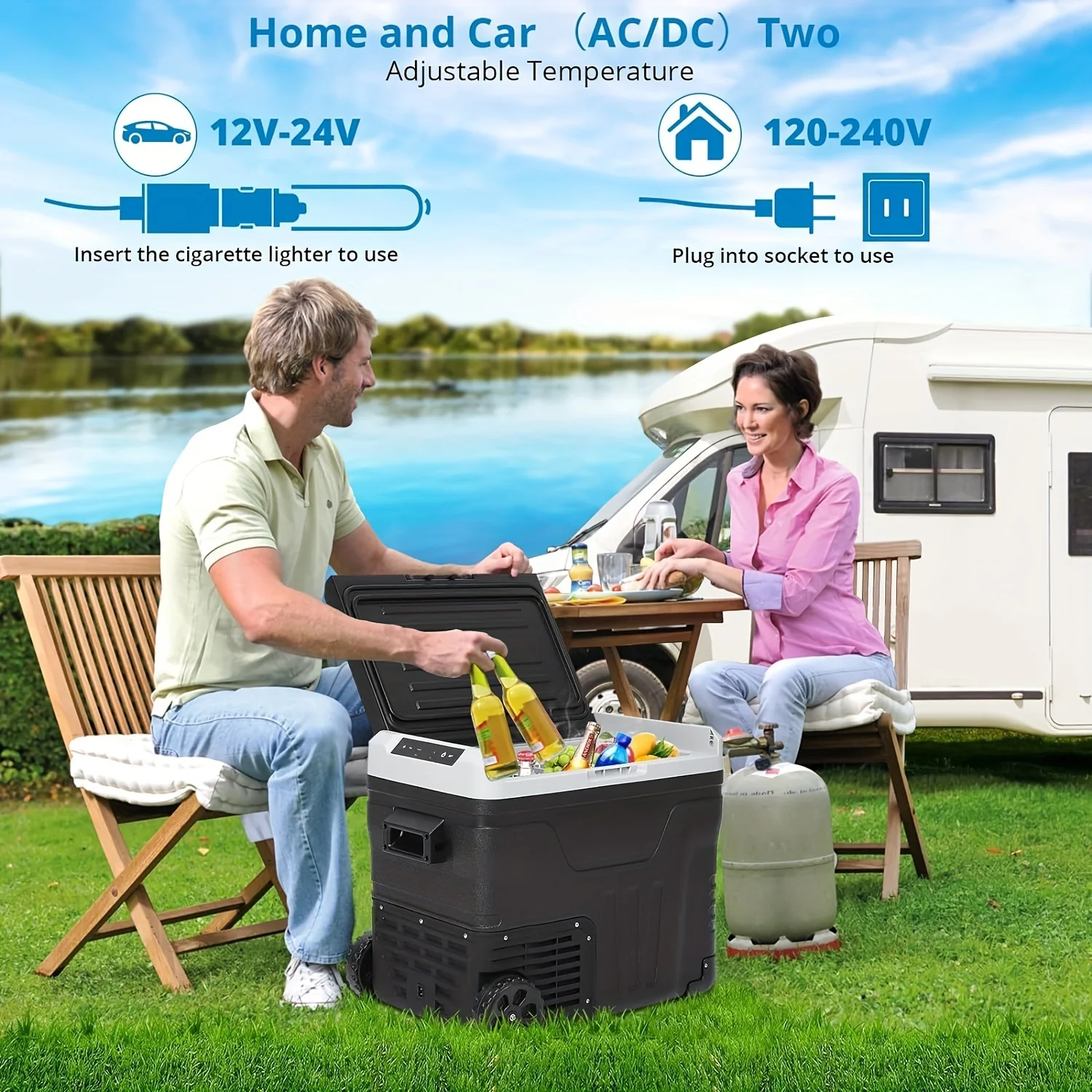 50L12 Вольт Автомобильный охладитель 53 литра RV Холодильник для кемпинга 12/24 В