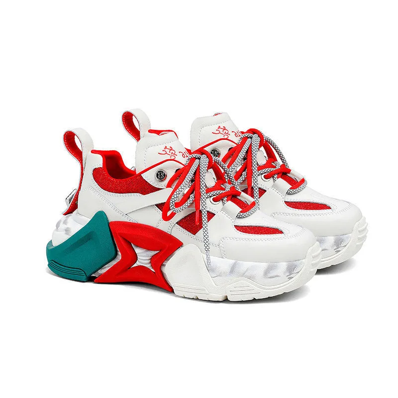 

Dad's Shoes Women's Ins Fashion 2023 New Summer Breathable Shoes Versatile Thick Sole Elevated Sports Casual Women's Shoes