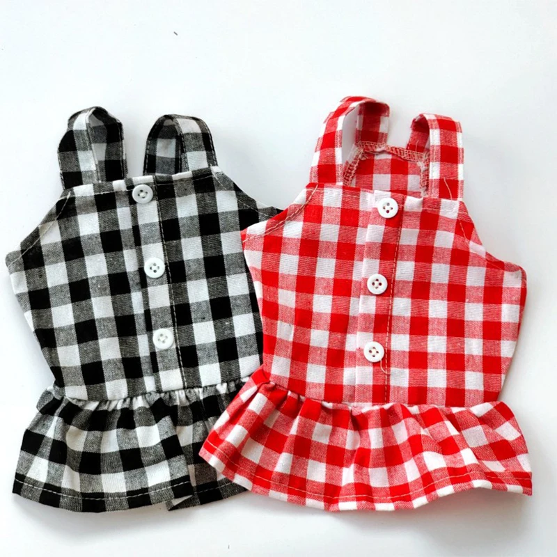 

Plaid suspender skirt summer thin pet clothes Teddy dog clothes skirt Bomei VIP