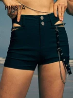 rinsta solid button chain shorts 2022 summer women shorts fashion bottoms short trousers sexy club party pants female