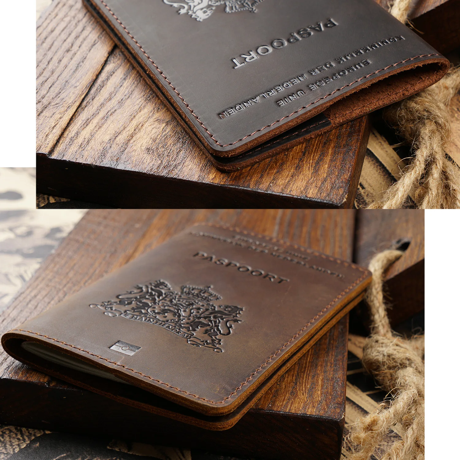 RU FR ES US IL Real Leather Passport Cover Case Genuine Leather Covers for Passport Holder Full Grain Leather