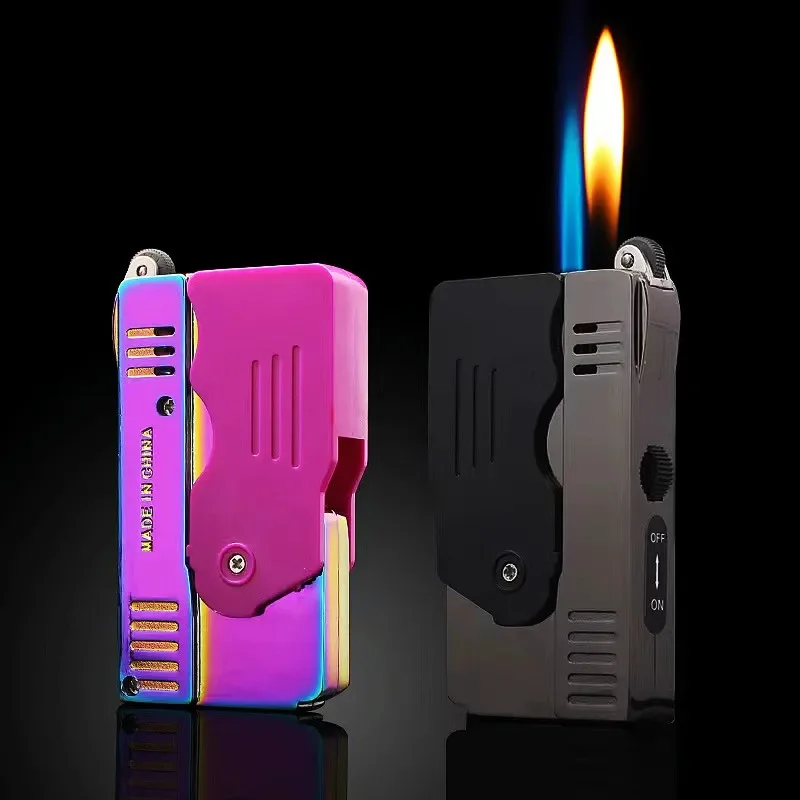 Бутановая газовая зажигалка морфинговая Пистолетная фонарик с двойным пламенем
