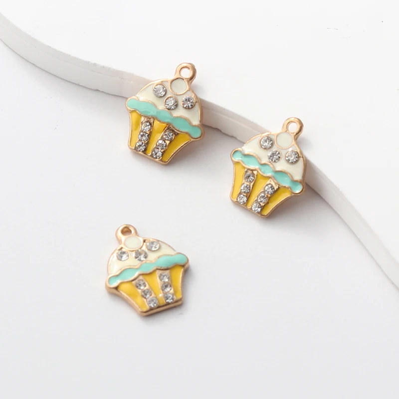 

10pcs Cute Enamel Charms Delicious Cartoon Cake Food Pendants For Making Earring Necklace Handmade DIY Jewelry Findings
