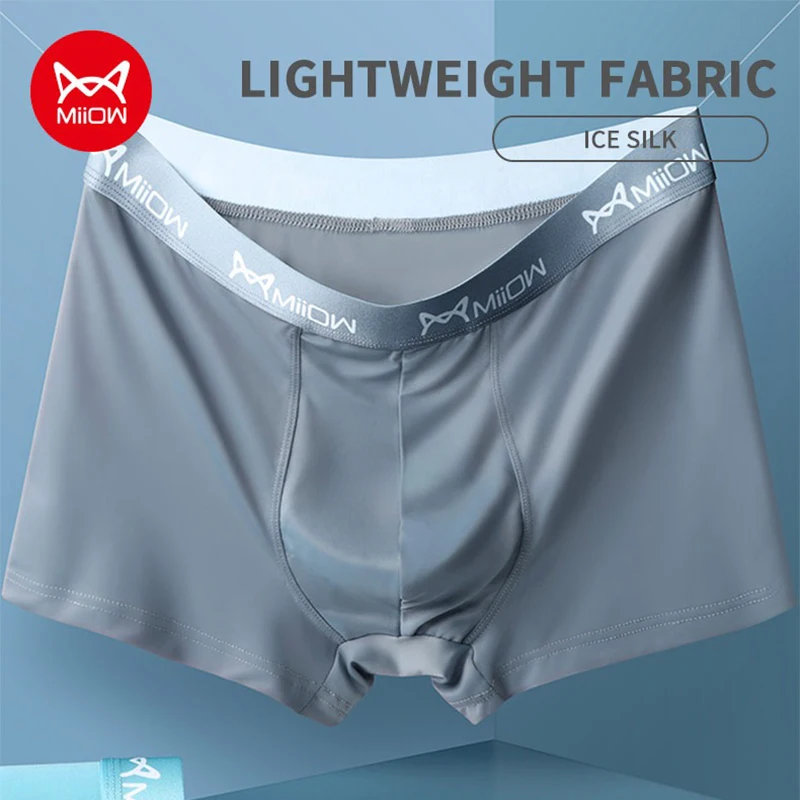 MiiOW 3/4Pcs Men Trunks Lightweight Fabric Male Underpants Sexy Men Underwear Boxer Shorts Cotton crotch Breathable Boxershorts