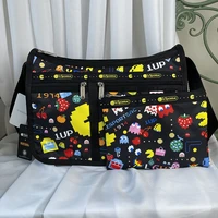 new kawaii lesportsac pac man ladies casual anime cartoon print one shoulder portable messenger backpack toys for girls