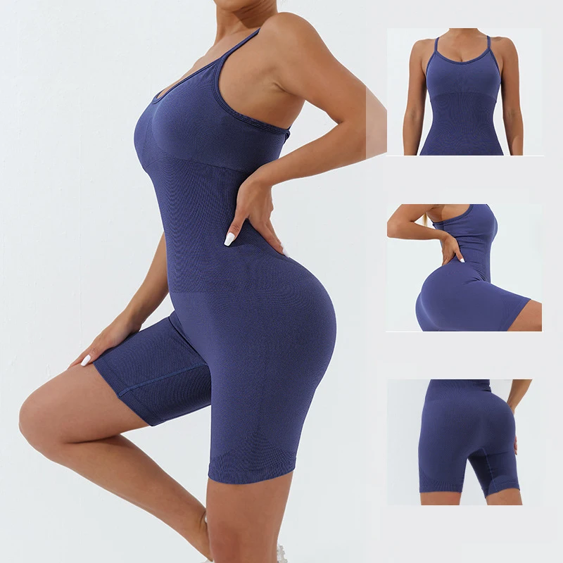 

Women's Sleeveless Yoga One-piece Suit Sport Push Up Pants Quick Dry Breathable Gym Fitness Solid Leggings Jogging