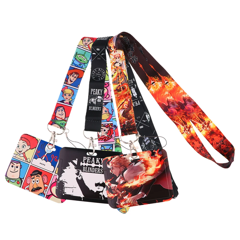 

Japanese Anime Horizontal Style Lanyards Wholesale Keys Chain ID Credit Card Cover Pass Mobile Phone Charm Neck Straps Gifts