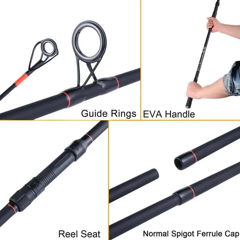 Sougayilang 3m 3.6m Carp Fishing Rod Top Quality Carbon Fiber 6/7 Section Spinning Pole Portable Feeder Hard Pesca |