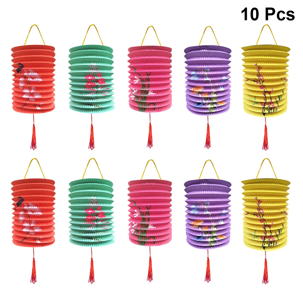 

10 Pcs Chinese Decor Paper Lanterns Cartoon Party Supplies Hanging Decorative Child Festival
