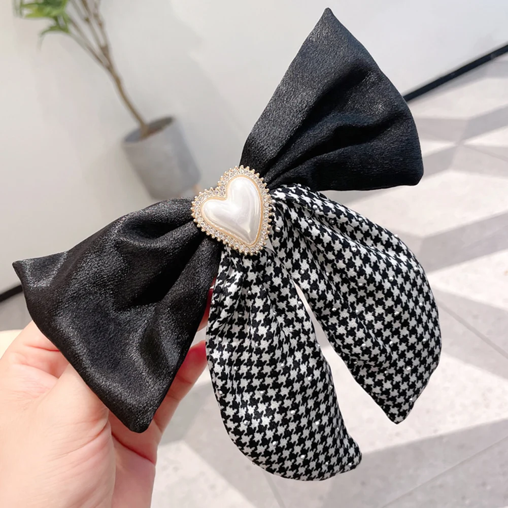 

2022 Japan and South Korea New Hairpin Net Red Houndstooth Large Bow Headgear Hairpin Female Net Red Spring Clip