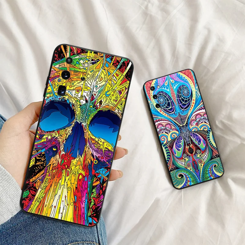 Чехол для телефона Samsung S24 Ultra S23 FE S22 S21 S20 S10 Abstact Trippy Psychedelic Art Galaxy Note20 мягкий черный