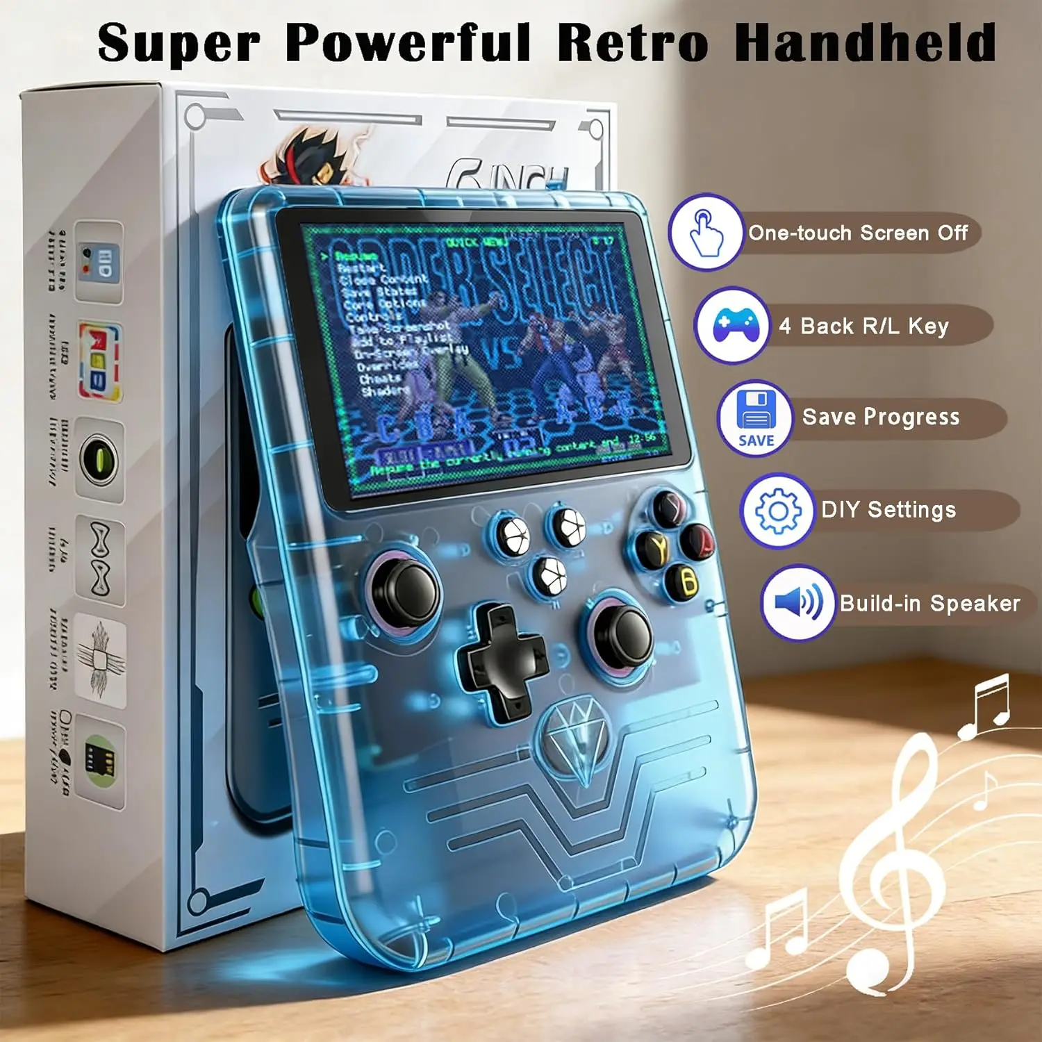 Фото Новая портативная игровая консоль R60 MAX с 5,5-дюймовым IPS-экраном, мини-ретро-консоль, 6000 мАч, портативная карманная аркада, 45+ основных эмуляторов №4