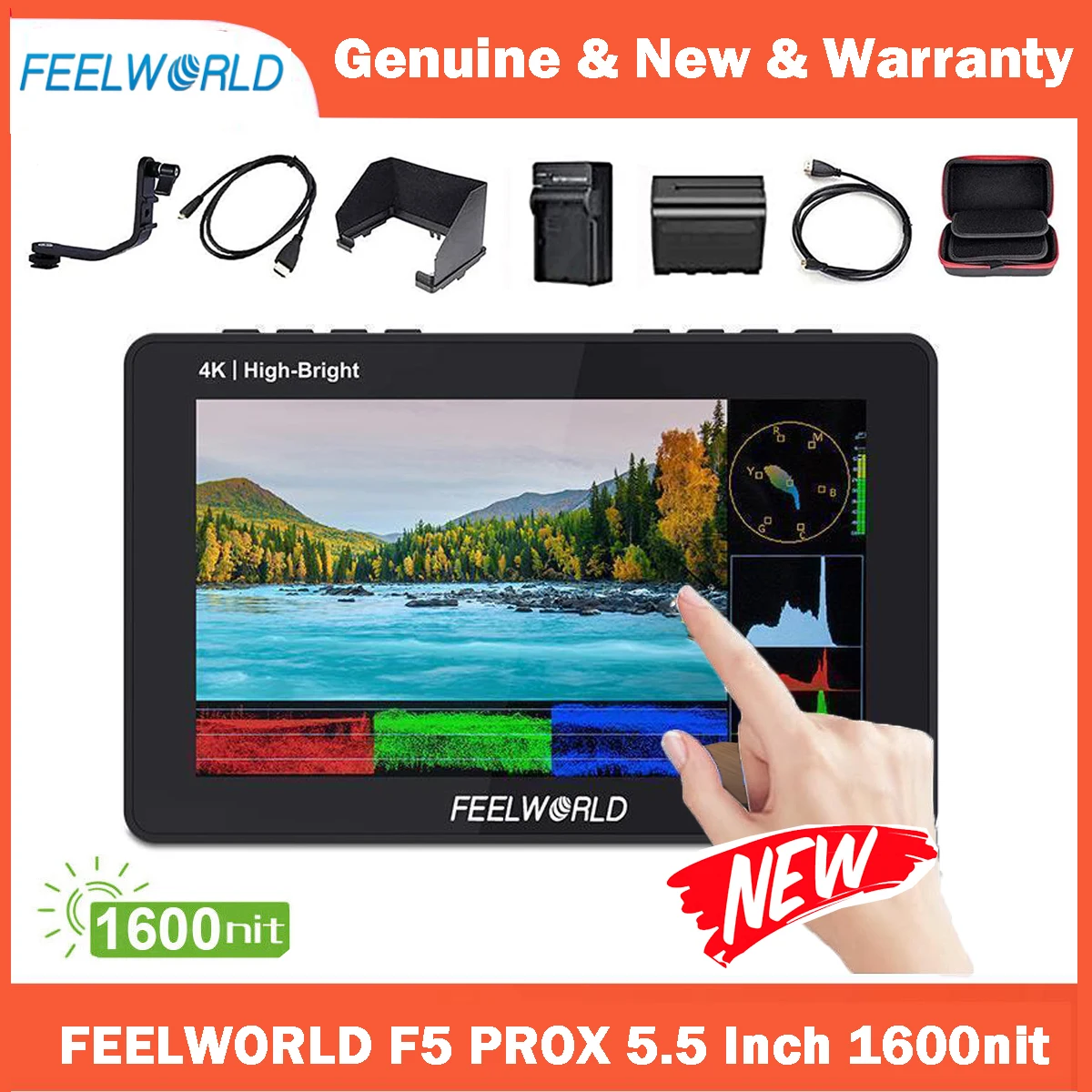 Монитор для цифровой зеркальной камеры FEELWORLD F5 PRO X, 5,5 дюйма, 1600 нит, 4K HDMI F970