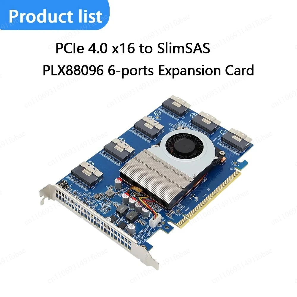 Фото Карта расширения PLX88096: 5 слотов PCIe 4.0 x16 или 10 слотов PCIe 4.0 x8 для подключения жестких дисков U.2 без разборки, с коммутатором SFF8654 №4
