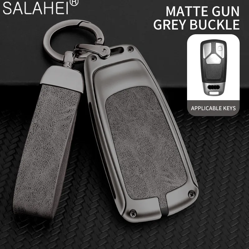 

Alloy Leather Car Remote Key Case Cover Shell For Audi A4 B9 A5 A6 8S 8W Q5 Q7 4M S4 S5 S7 TT TTS TFSI RS Protector Fob Keyless