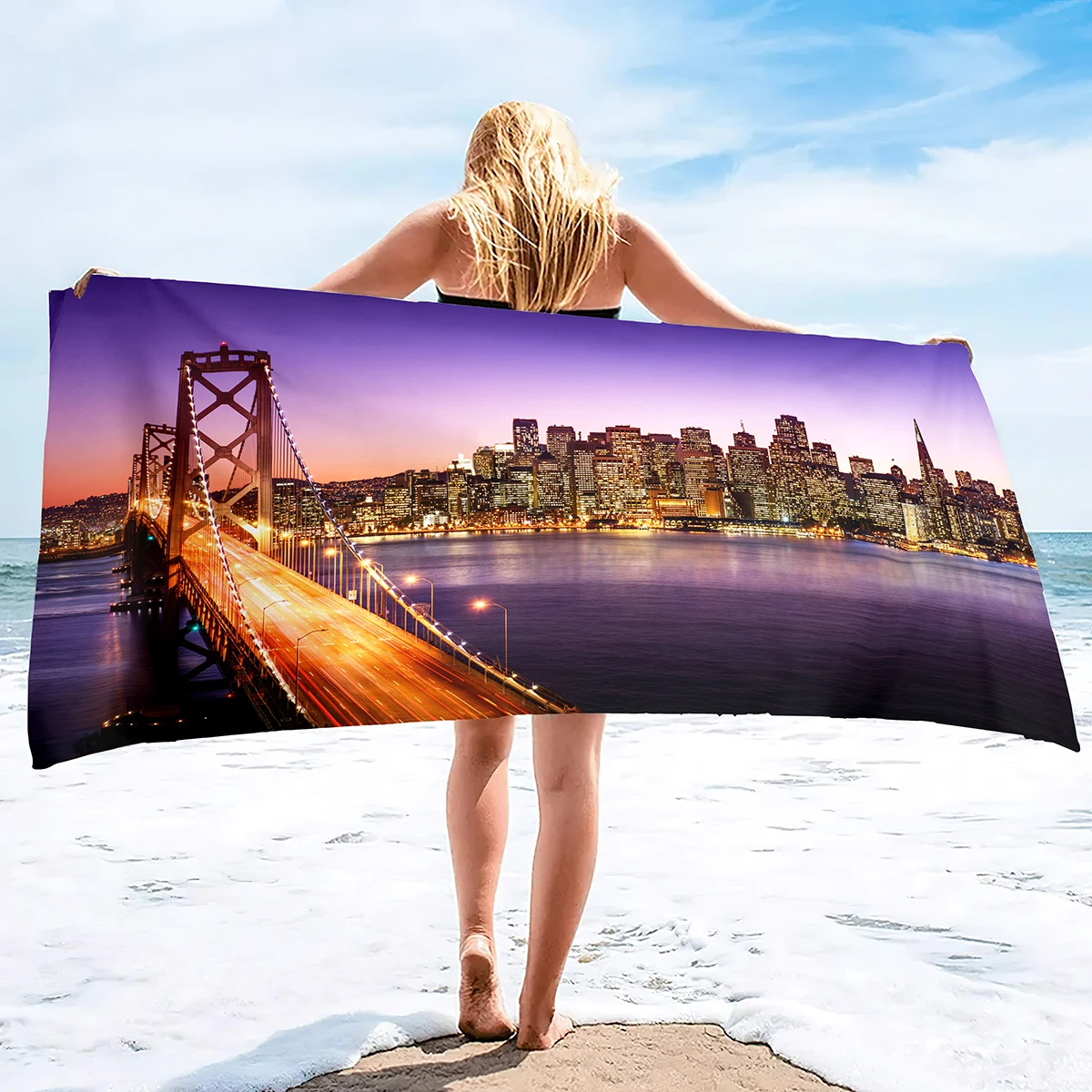 

Cityscapes Print Beach Towel, Soft Absorbent Beach Towel,Quick Fast Dry Lightweight Big Large Towels Blanket for Beach Travel