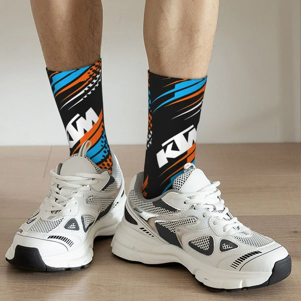 Happy Men's Socks KTM Storm Vintage Ready To Race Enduro Cross Motocross Bike Street Style Crew Crazy Sock Gift Pattern Print