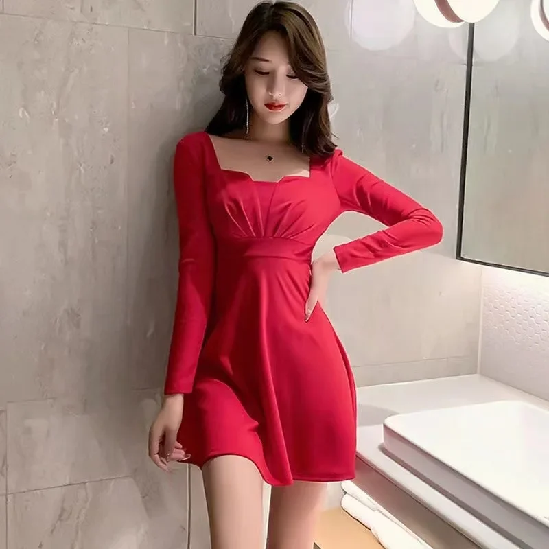 Новинка Осень 2024 пикантное женское платье с длинным рукавом Элегантная