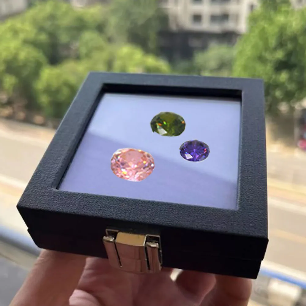 Quality Diamond Storage Organizer Clear Cover Gem Box Gemstone Packaging Case Earring Stone Jewelry Gift Display Holder Showcase