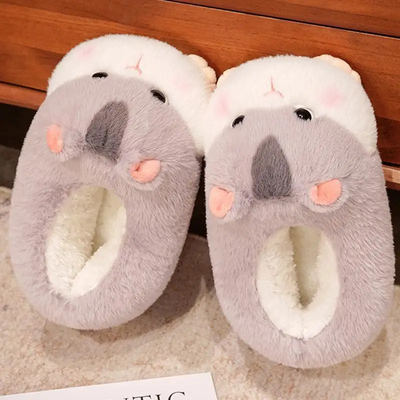 

Fuzzy Animal Slippers Hamster Stuffed Animal Fluffy Cute Slippers Stuffed Animal Shoes Anti-Slip Soft Sole Cotton Slippers