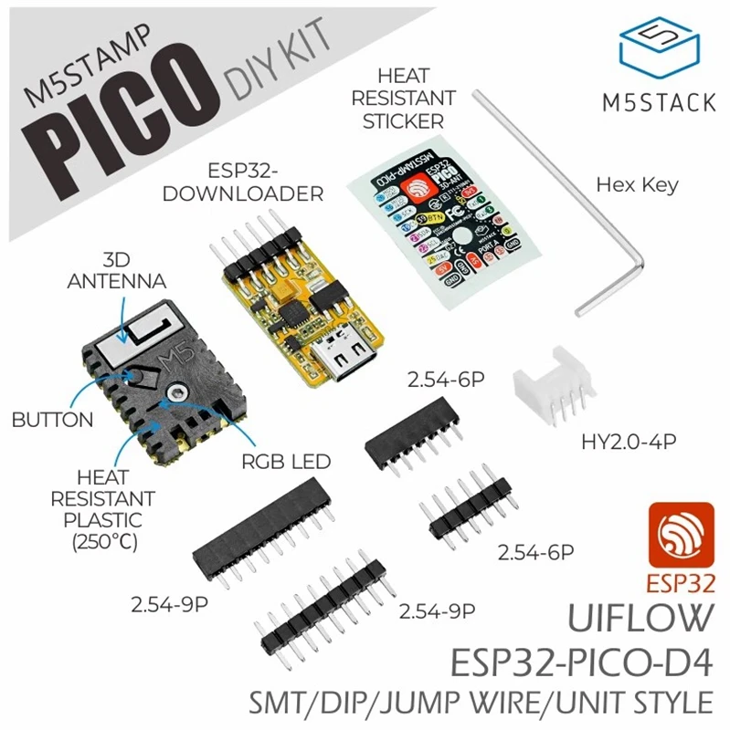 M5Stack официальный штамп Pico dual mode Wi-Fi и Bluetooth MCU ESP32-PICO-D4 программа