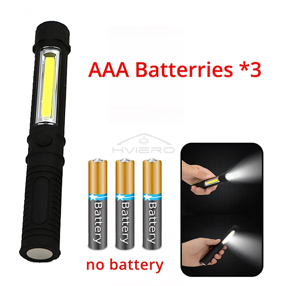 

Портативный фонарик HVIERO COB черного цвета