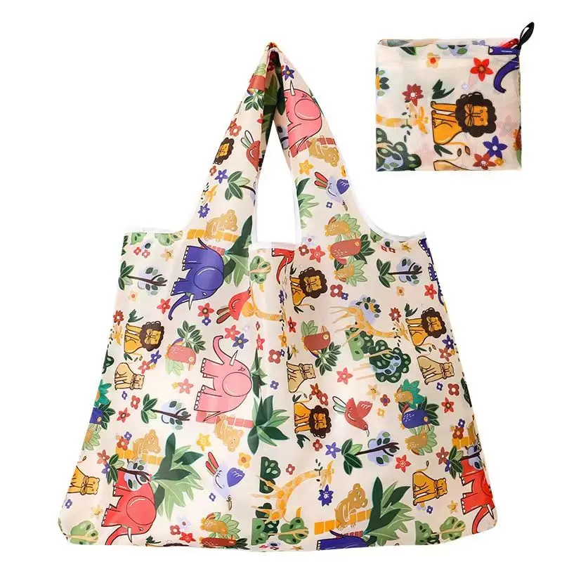 

Foldable Shopping Bag Shopping Handbag Eco-friendly Bag Folding Portable Shopping Bag Cartoon Folding Pastoral