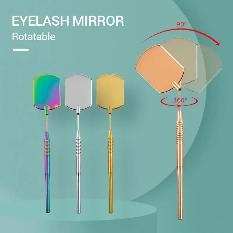 

1PCS Portable Checking Oval Lash Mirror Eyelash Beauty Long Handle Mirror For Checking False Eyelash Extension Grafting Tools