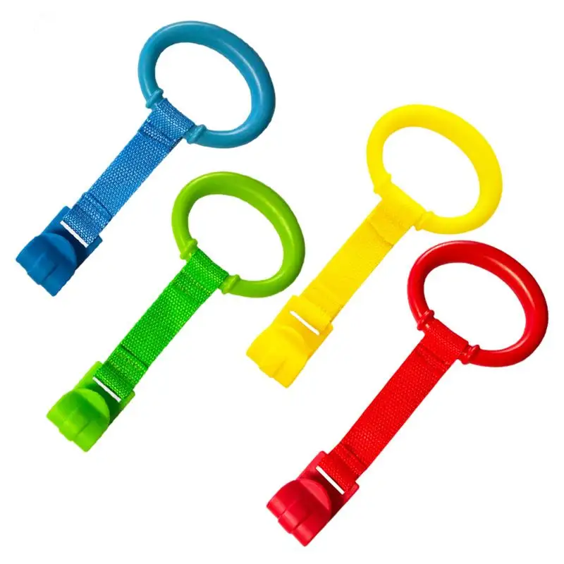 

4PCS Baby Pull Up Ring Walking Assistant Children Cot Ring Toys Crib Stand Up Hook Pull Ring Balance Training Pull Toy