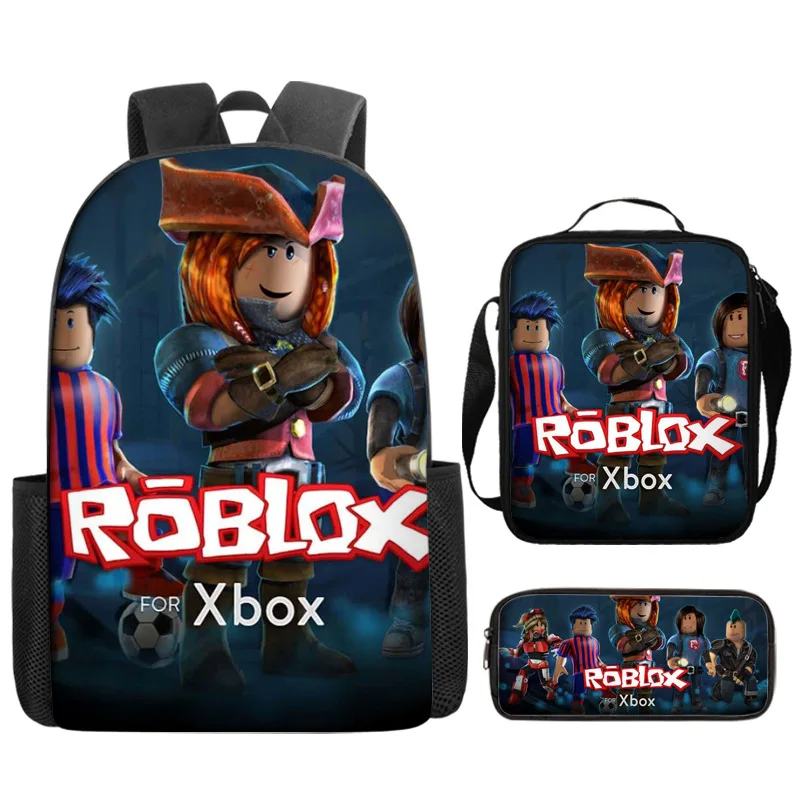 

2023 ROBLOX Business Simple Casual Backpack Simple Student Three-piece Set Zipper Shoulders Birthday Gift for Kids