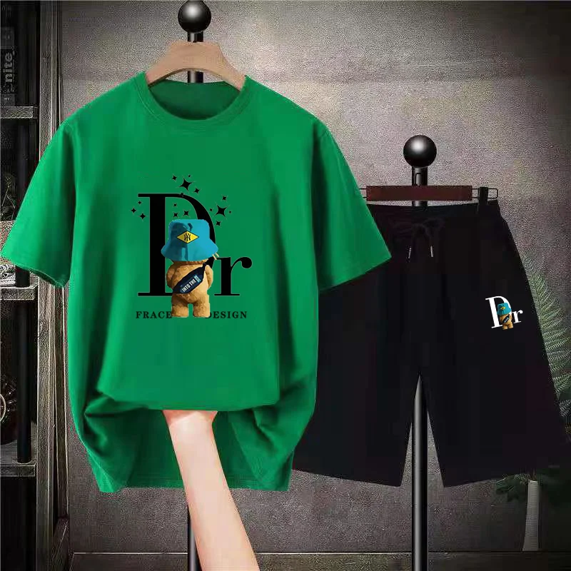 Woman Training Sets Cotton T Shirt Men's Short Tracksuit Two Piece Suits Luxury Brand Casual Beach Pants Outfits Summer Clothes