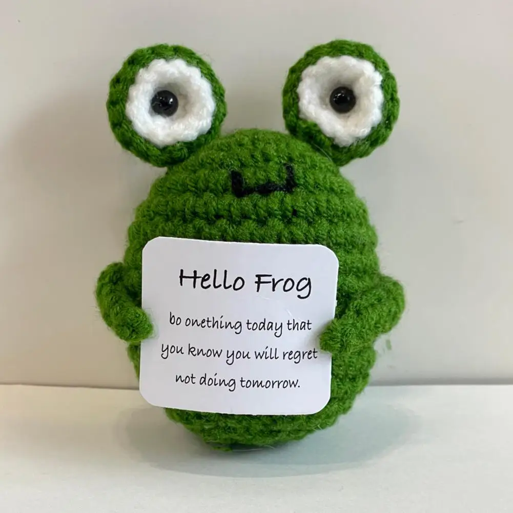 Положительная игрушка лягушка с вязанным крючком ручная работа вязанная кролик