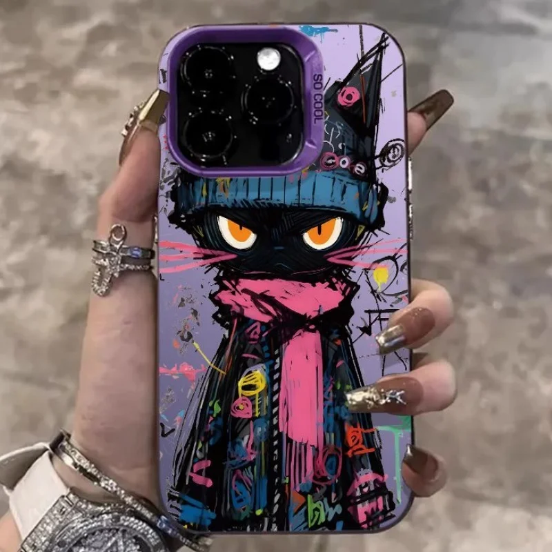 Чехол для телефона с принтом «Черный кот» в стиле граффити для iPhone 17 Air 16 15 14 13 12 11 Pro XR XS X Max 7 8Plus, противоударная задняя крышка (art.: 3920db67d5cfd) - 3920db67d5cfd