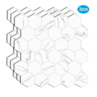 wostick 3d wall tile peel and stick hexagon white ceramic pet 3 pcspack for wall covering artificial stone wallpaper