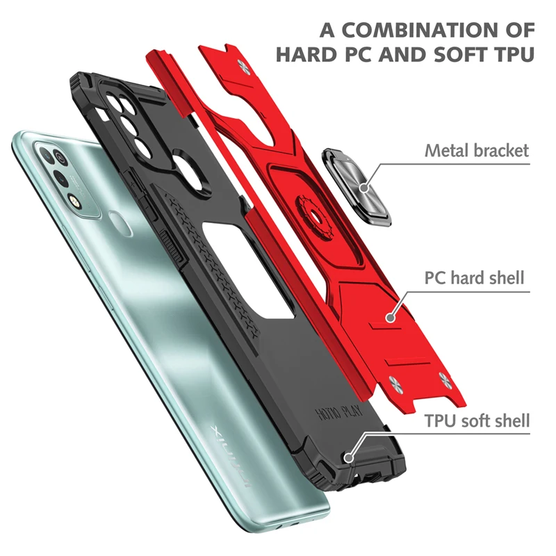 shockproof phone case for infinix smart 4 note 7 lite zero 8 magnetic armor ring protection cover for infinix hot 9 10 play free global shipping