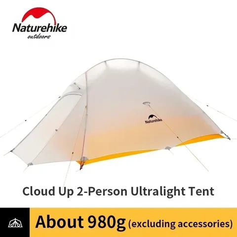 Naturehike Cloud Up 2 Кемпинговая палатка для 1-2 человек, 980 г, нейлон, 10D, силиконовая, водонепроницаемая, портативная, походная, с рюкзаком, сверхлегкая