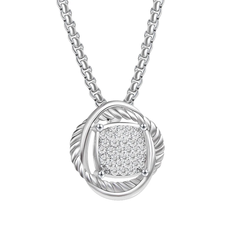 

Классическое Сверкающее фианитовое ожерелье с кулоном из циркония, персонализированное ожерелье из латуни со сверкающим покрытием из белого золота, Подарочная бижутерия