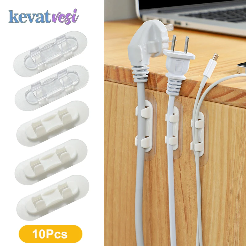 

10PCS Cable Holder Cable Organizer Clips Kitchen Cable Winder Wire Organizer Holder Cord Management Clip for USB Earphone Wire