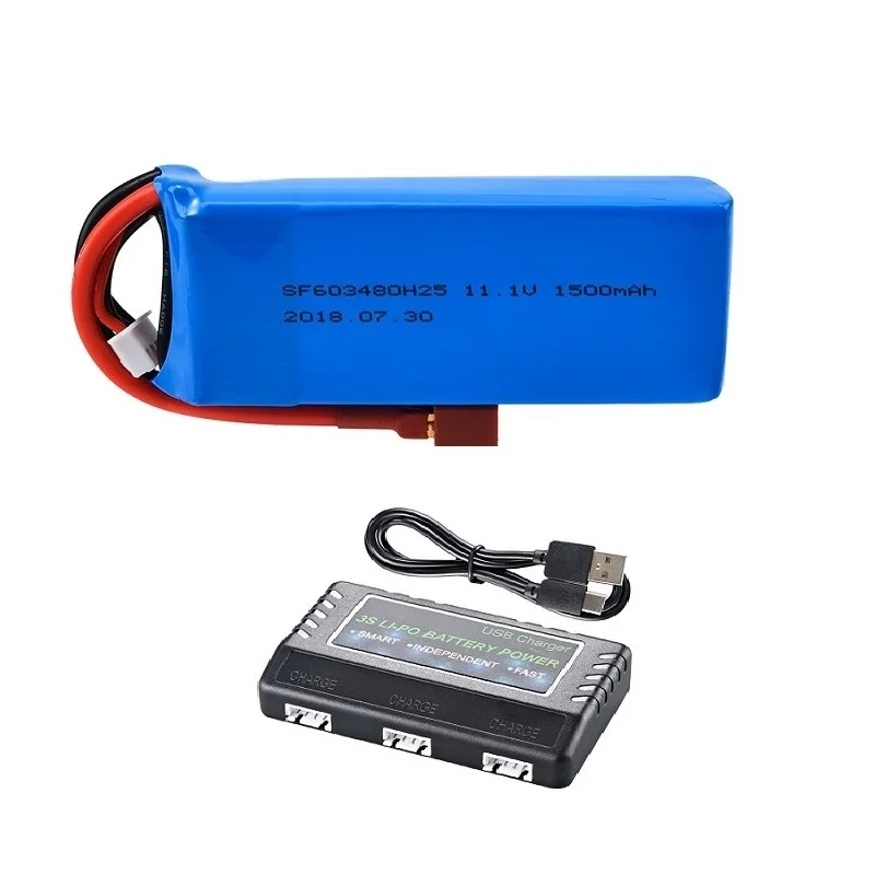 

3S 11.1V 1500mAh LiPo Battery With Charger For WLtoys V950 RC Helicopter Parts RC toys Cars Airplanes boats