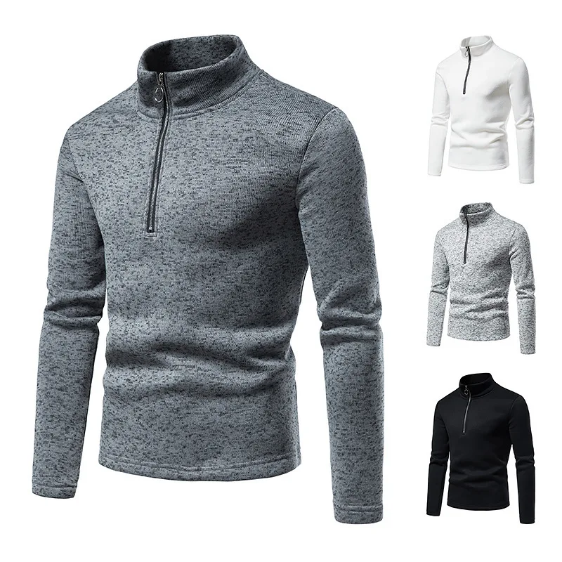 2023 new men's sweater zipper turtleneck bottoming shirt jacket men