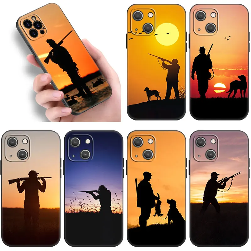 

Силиконовый чехол для Apple iPhone 13 12 Mini 11 Pro Max 7 8 XR X XS MAX 6 6S Plus 5 5S SE 2020, черный чехол с изображением охотничьих животных